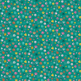 Makower UK Whiskers | Pawsome Prints in Teal