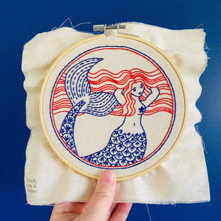 Hook, Line, & Tinker Mermaid Complete Embroidery Kit