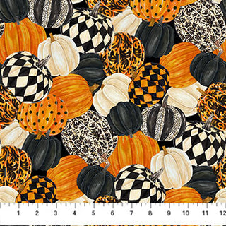 Northcott Fabrics Hallow's Eve Packed Pumpkins Black Multi