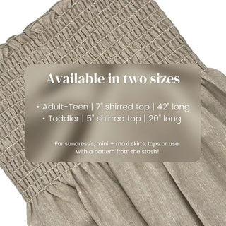 Fabric Shirred By the Yard in Natural  Teen/Adult Size