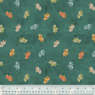 Windham Fabrics Age of the Dinosaurs by Katherine Quinn Tiny Triceratops in Teal