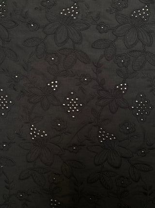 English Embroidery Fabric Cotton Black - Sumeja