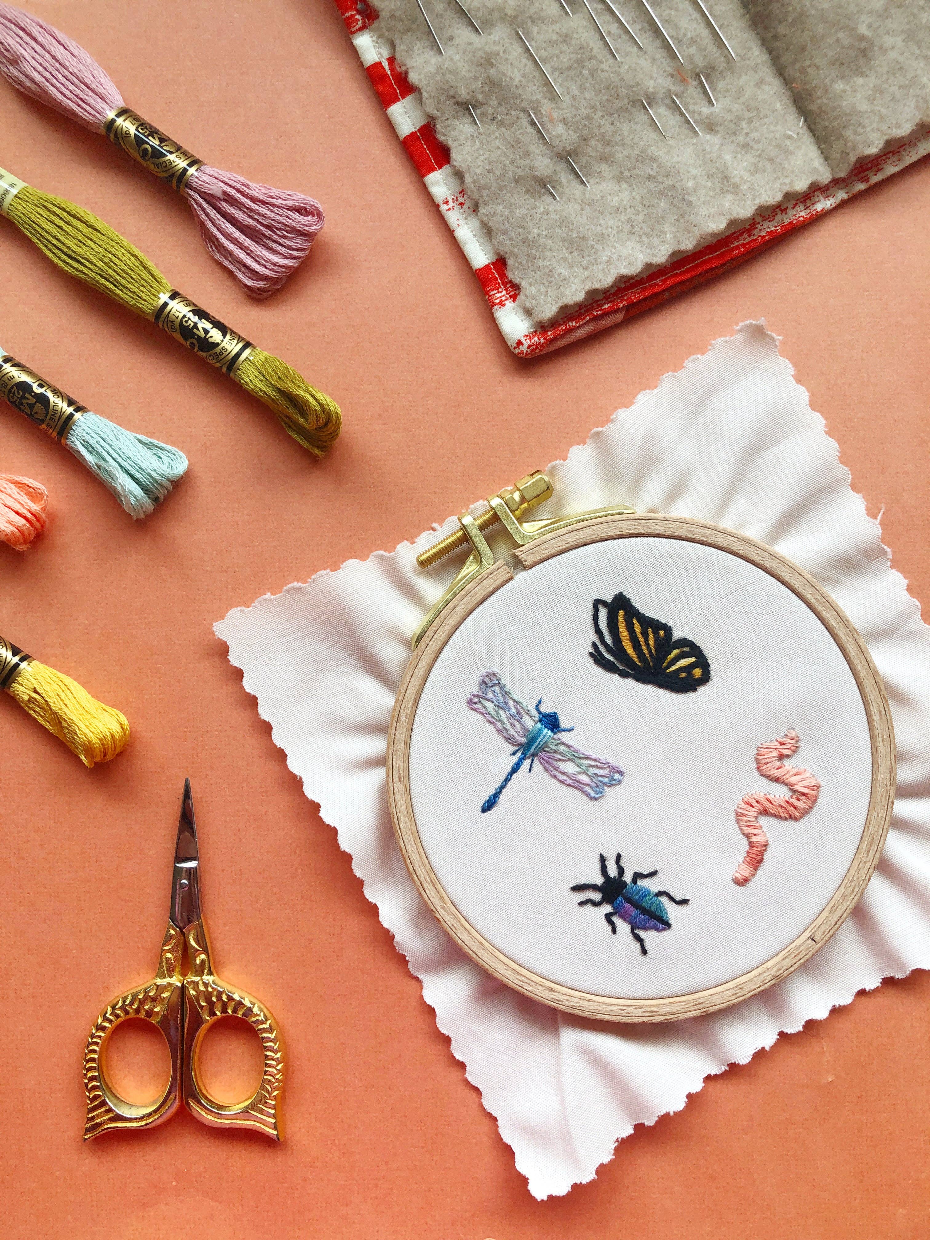 Small Insect Embroidery Bugs Embroidery Patterns - Stick and Stitch Insect Embroidery ...