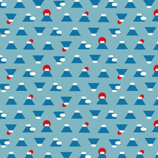 Cosmo Textiles Fukufuku 1B Printed Dobby Mountain on Blue