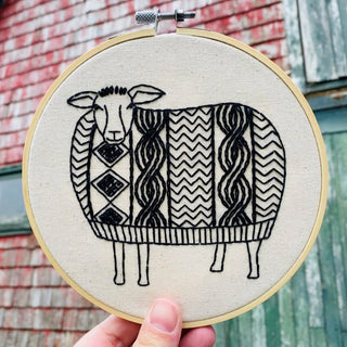 Hook, Line, & Tinker Sweater Weather Sheep Complete Embroidery Kit