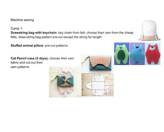 Day Camp: Machine Sewing for Kids Aug 21st-24th 10:00AM-1:00PM