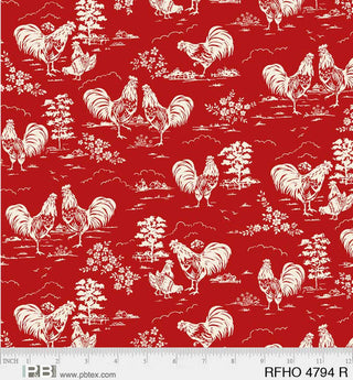 P&B Textiles Roosters on Red