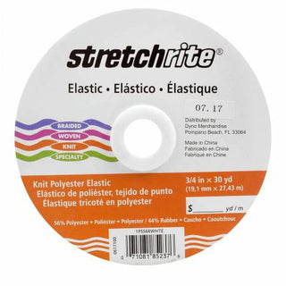 Polyester Knit Elastic 3/4in x 30yds White