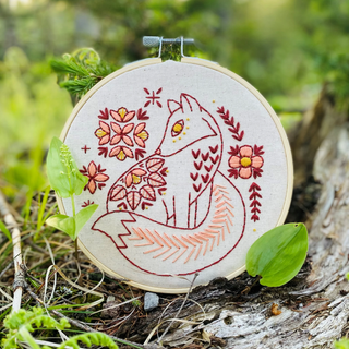 Hook, Line, and Tinker Folk Fox Complete Embroidery Kit