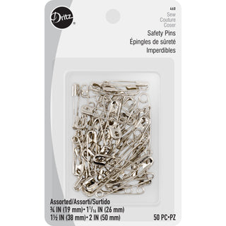 Safety Pin Nickel Assorted Size 50ct