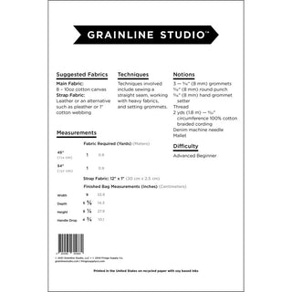 Grainline Studio Field Bag Pattern