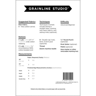Grainline Studio Town Bag Pattern * BACK IN STOCK SOON *